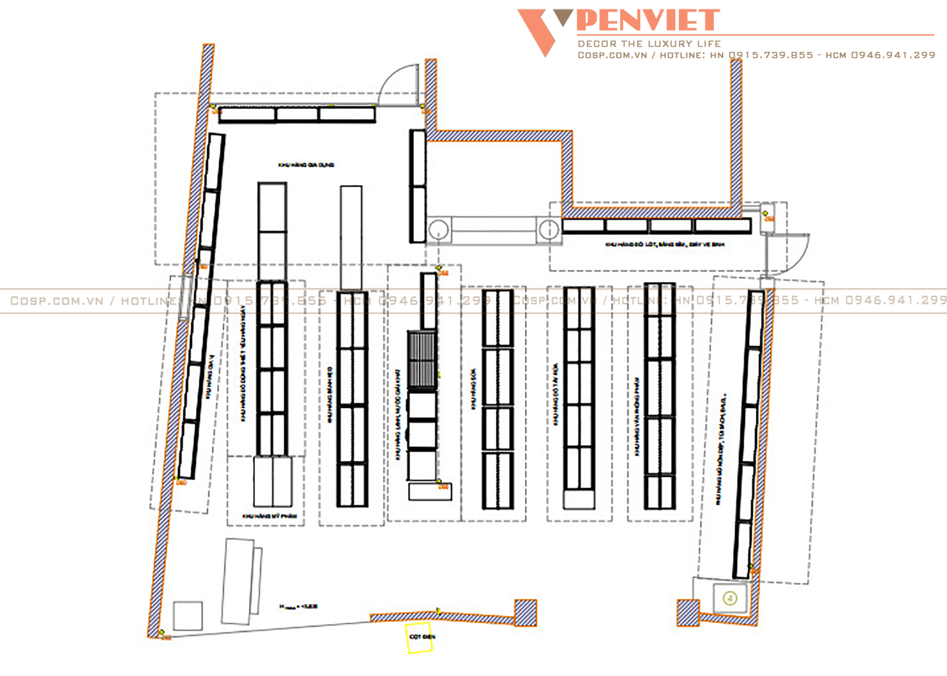 Mặt bằng bố trí nội thất siêu thị mini Trang Thế