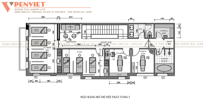 Bố trí mặt bằng công năng tại tầng 2