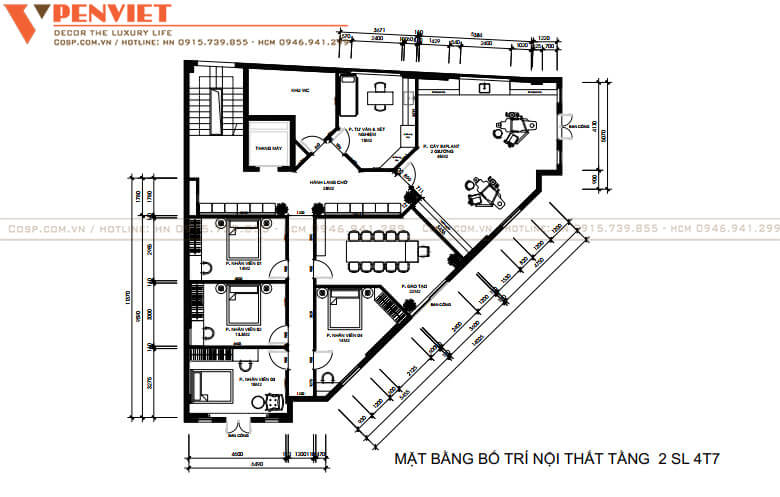 Bố trí mặt bằng nội thất tầng 2