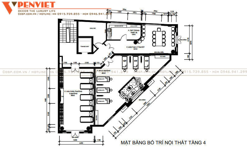 Mặt bằng bố trí nội thất tầng 4
