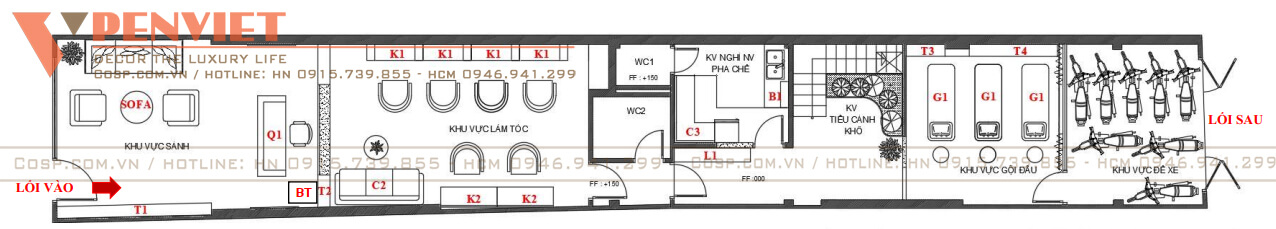 Phân chia các phòng chức năng khoa học trong mẫu thiết kế spa Home