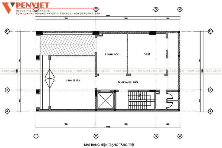 Mặt bằng hiện trạng tầng trệt spa Phương Loan