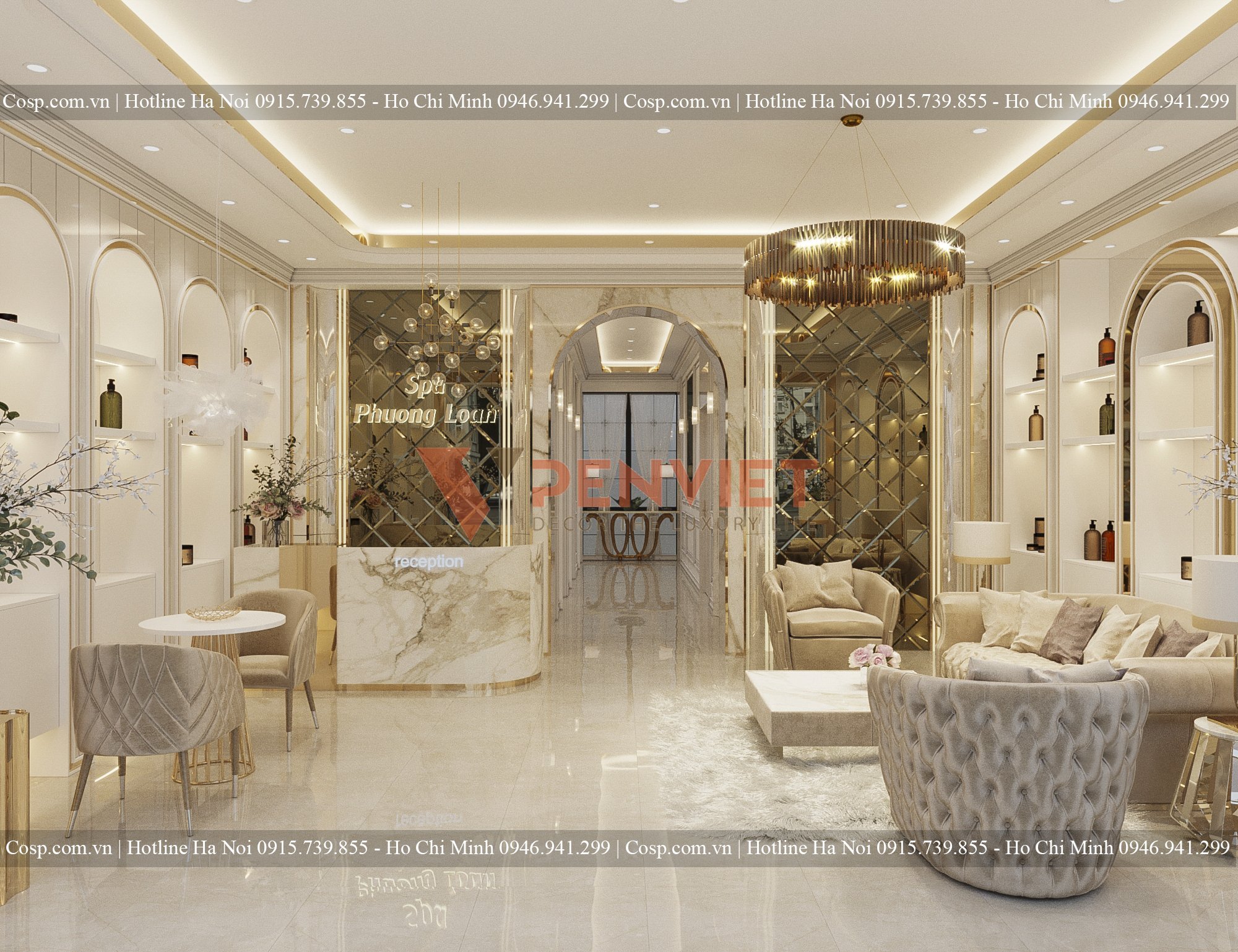 Quầy lễ tân được đẩy về cuối cửa hàng