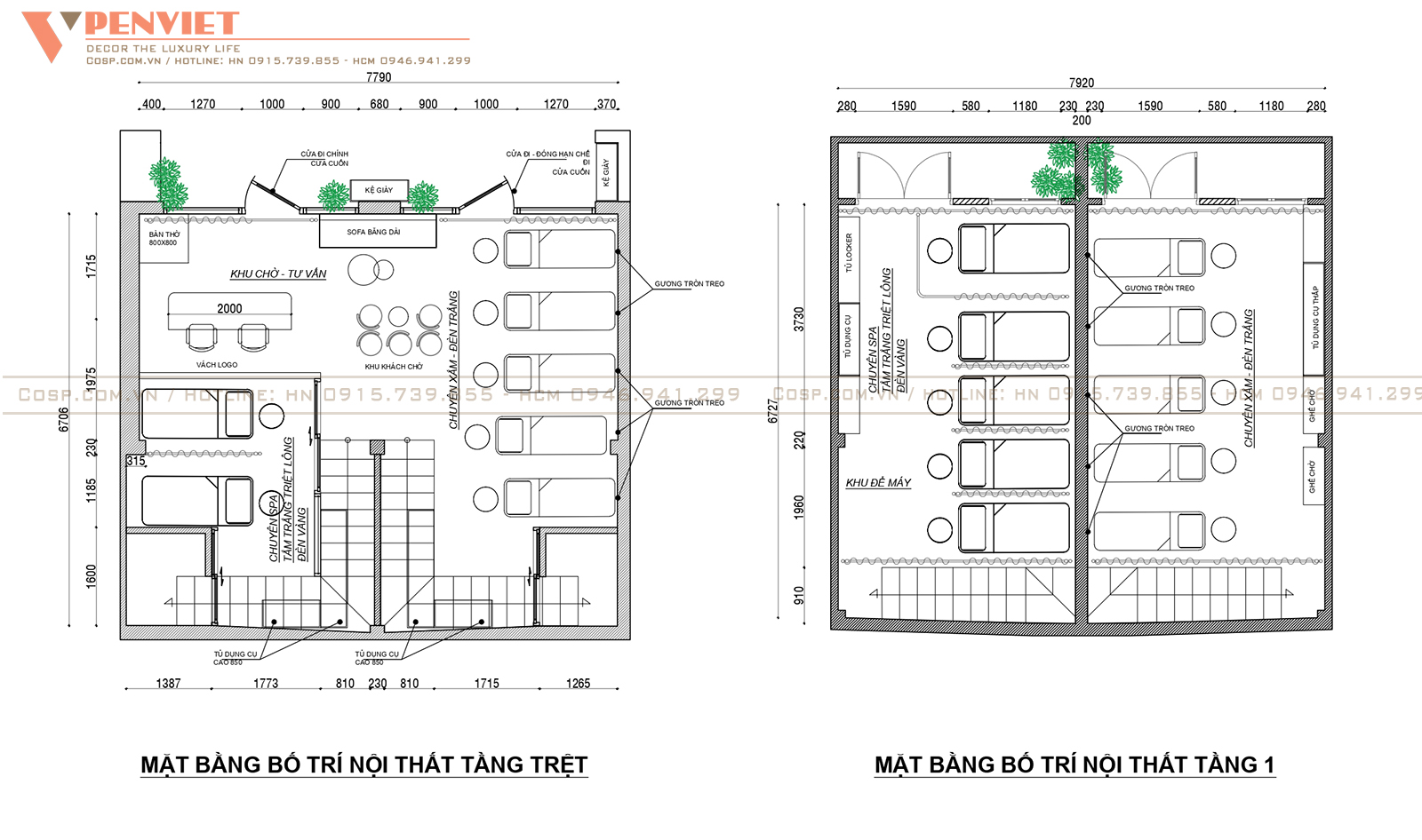 Bố trí mặt bằng spa Thảo Xinh