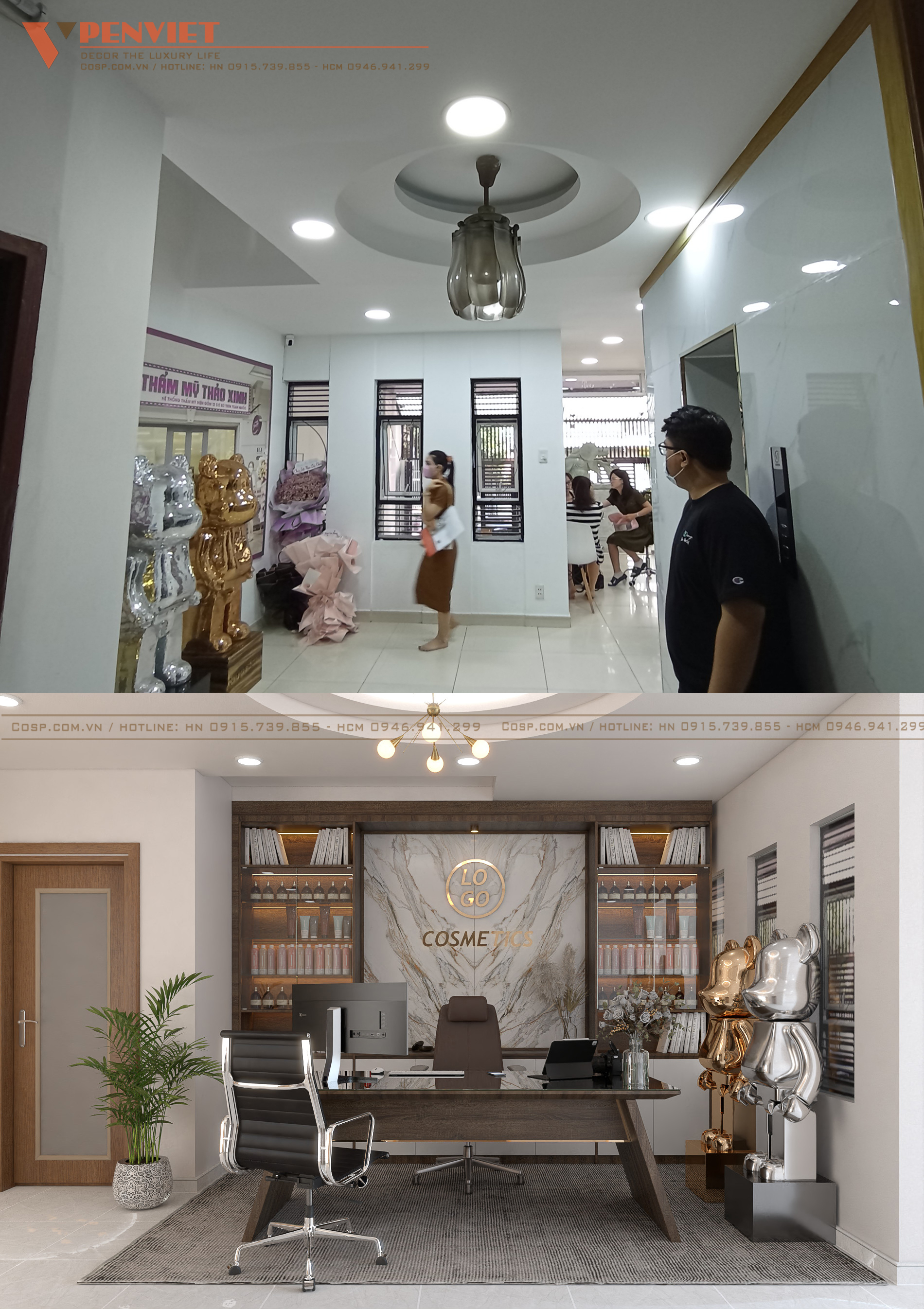 Không gian phòng làm việc trước và sau khi cải tạo