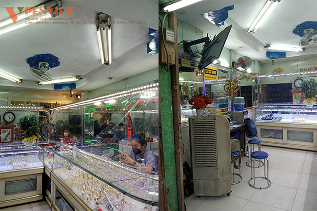 Cửa tiệm cũ kỹ, bài trí thiếu khoa học