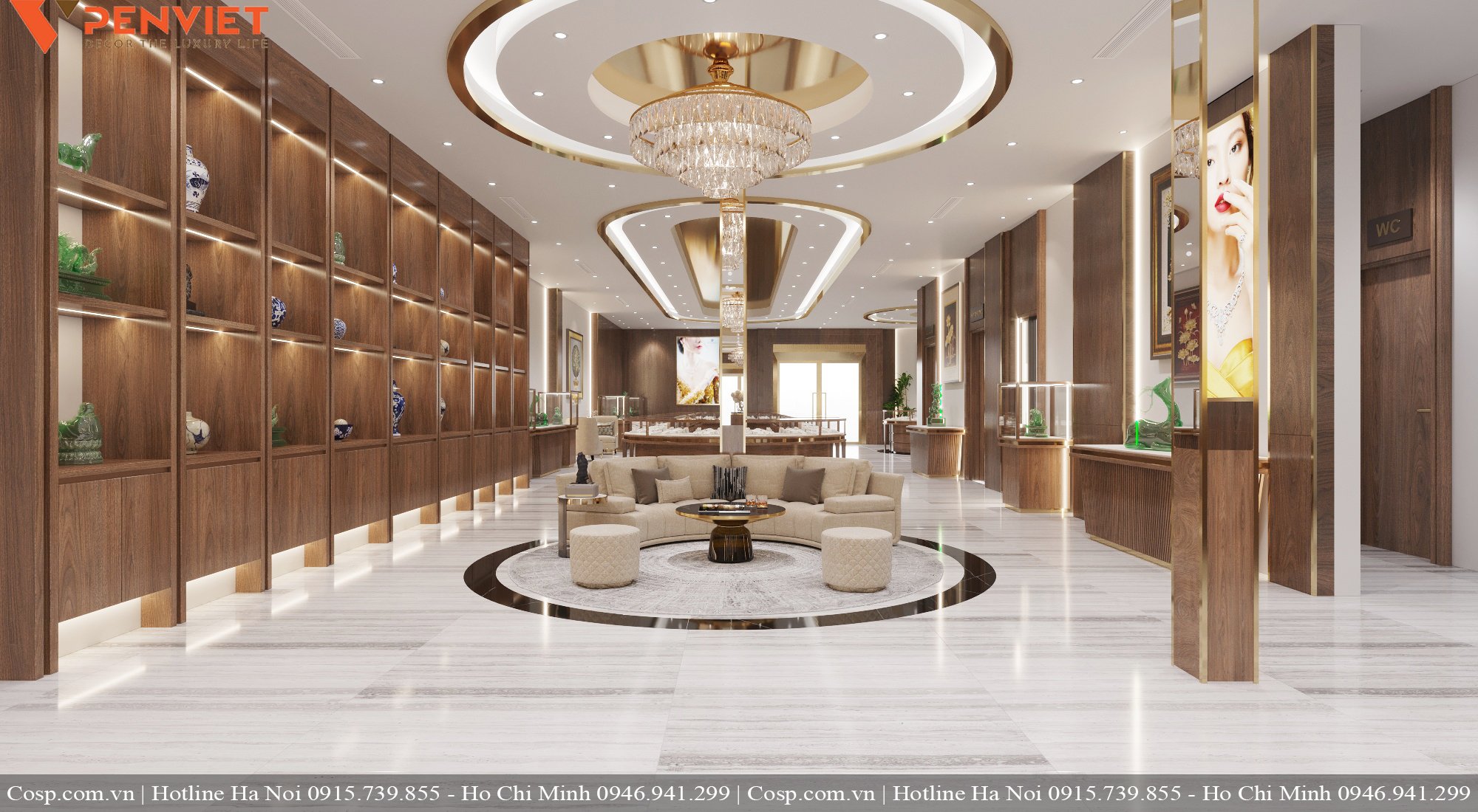 Showroom trưng bày sang trọng, đẳng cấp