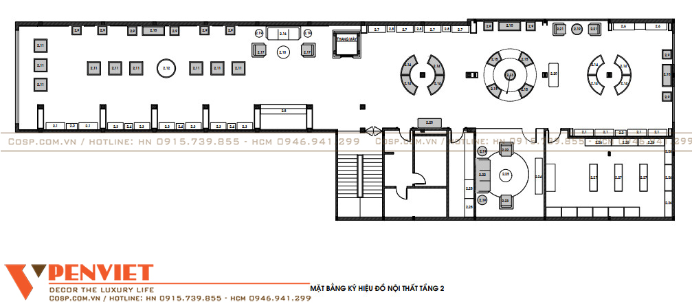 Mặt bằng bố trí nội thất tầng 2