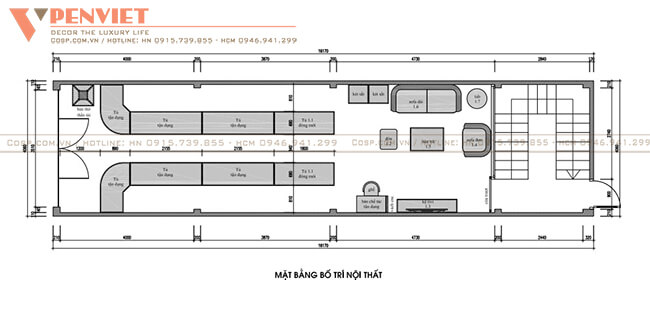 Bố trí mặt bằng tiệm vàng Thành Diệp
