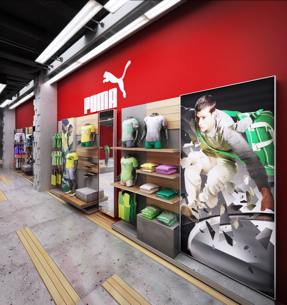 không gian trưng bày quần áo puma