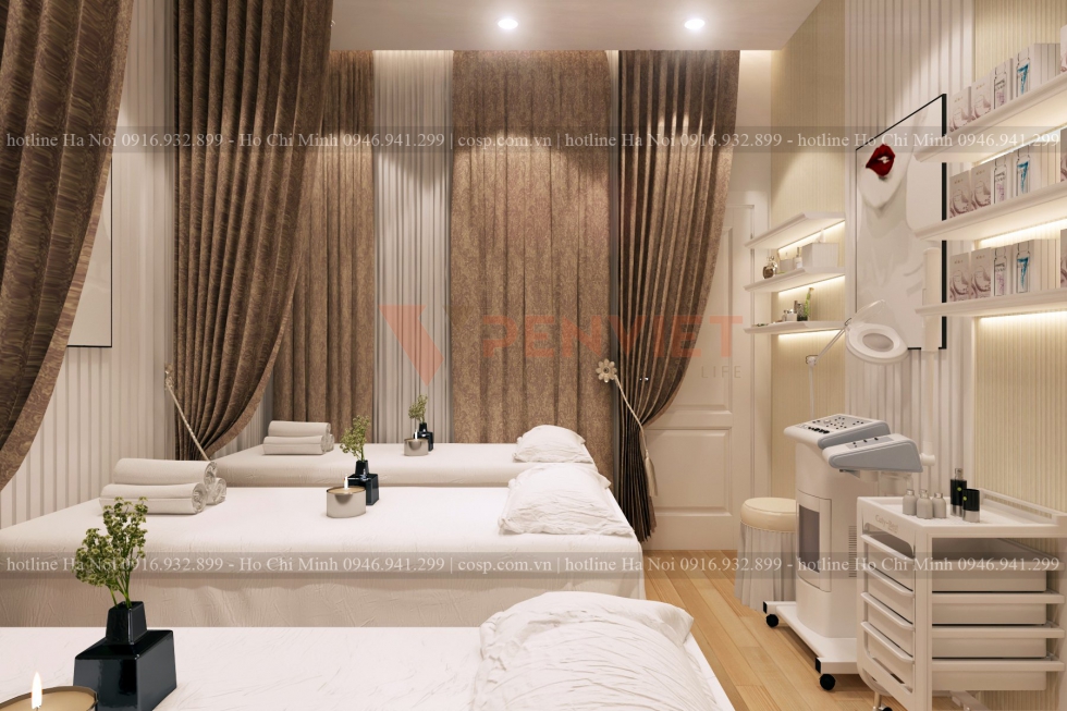 Không gian nội thất spa hiện đại, sang trọng