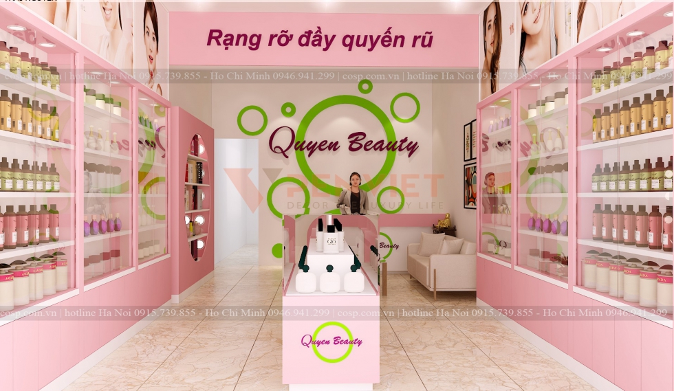 Thiết kế cửa hàng với lối đi rộng rãi, thoải mái