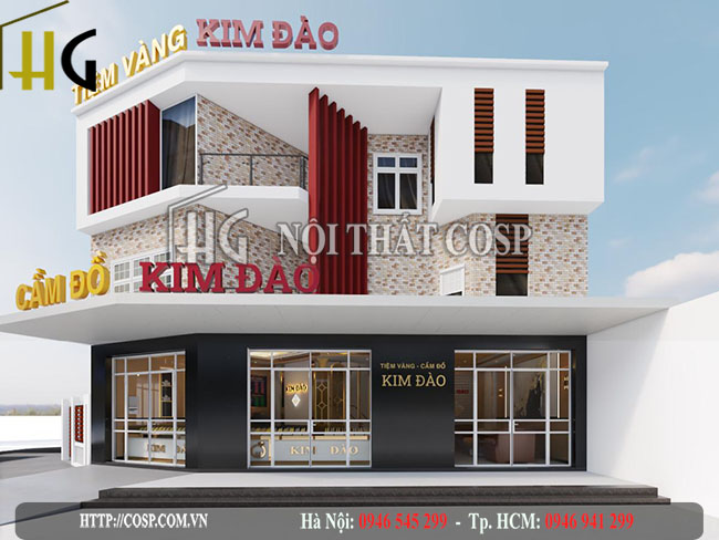 Thiết kế mặt tiền đẹp của tiệm vàng Kim Đào