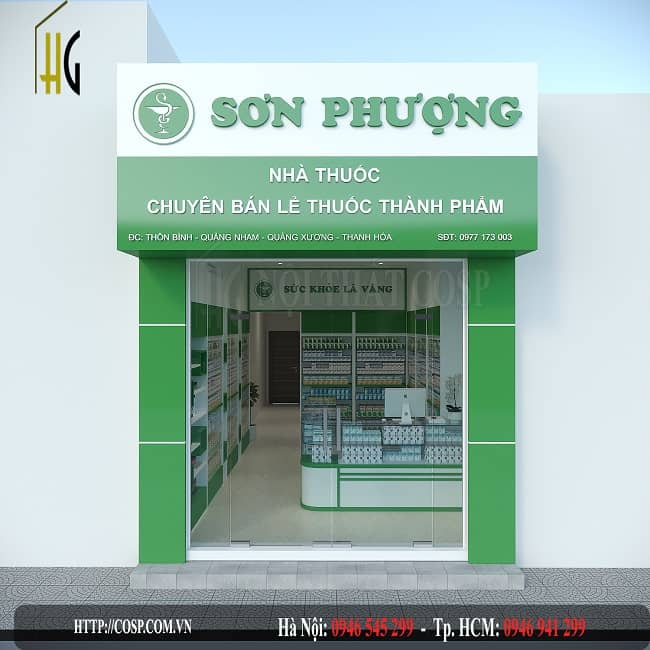 Mẫu thiết kế nhà thuốc Sơn Phượng