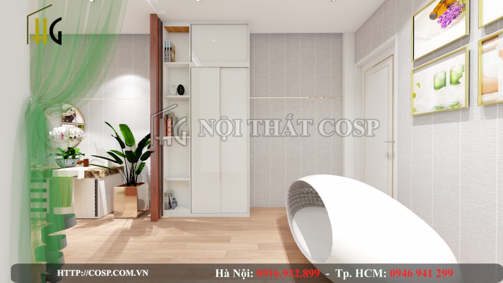 Không gian phòng spa massage 40m2