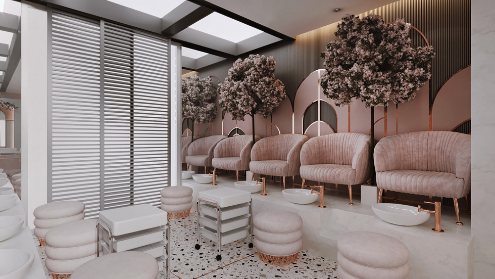 Sử dụng cây hoa anh đào để trang trí cho spa