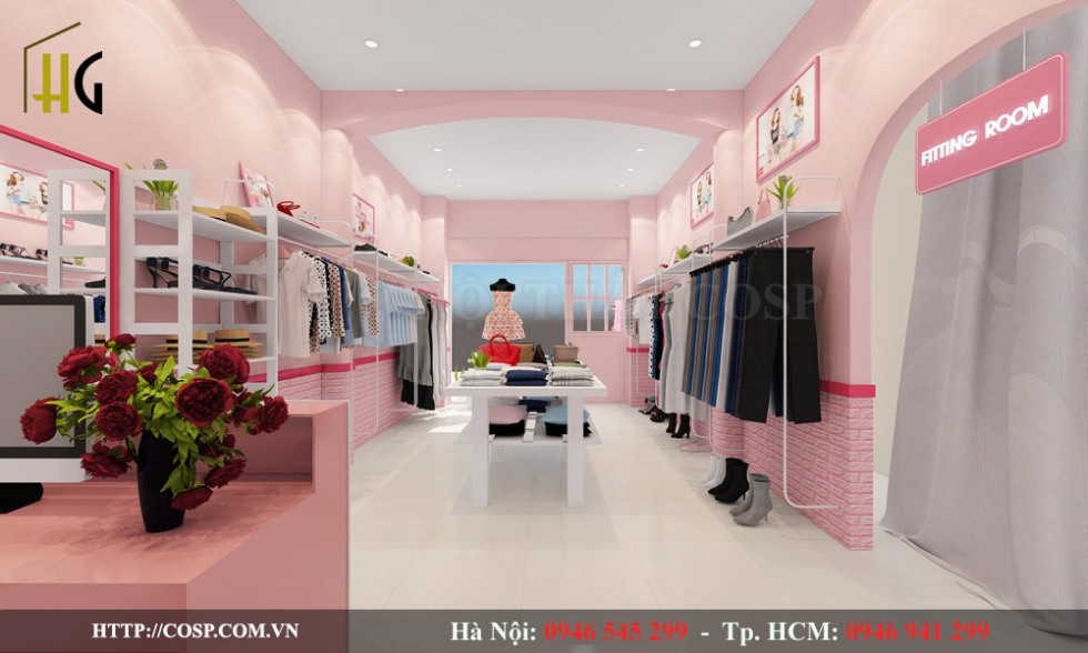 Trưng bày, phân khu trưng bày quần áo theo từng nhóm khác nhau