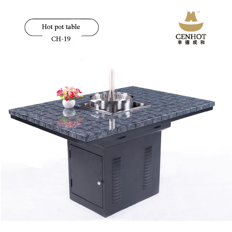 Mẫu bàn lẩu nướng không khói hiện đại