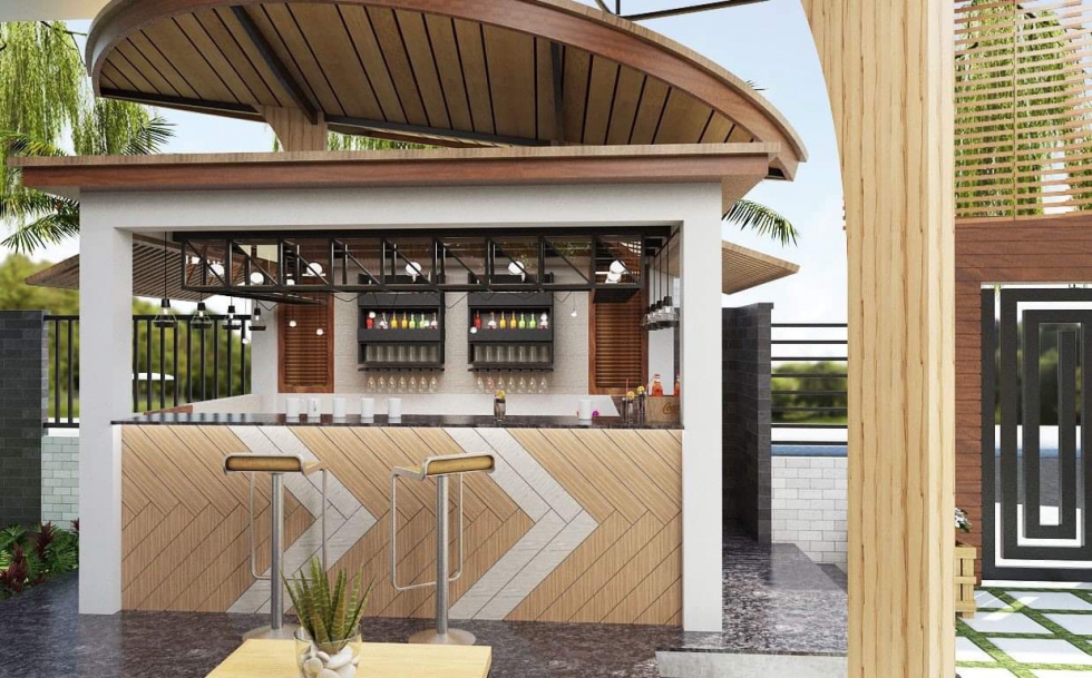 Thiết kế mặt trước quầy bar pha chế đẹp