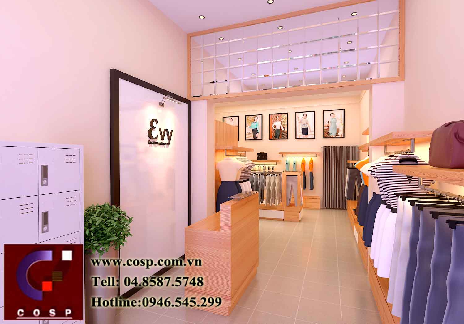 Thiết kế nội thất cửa hàng thời trang Evy