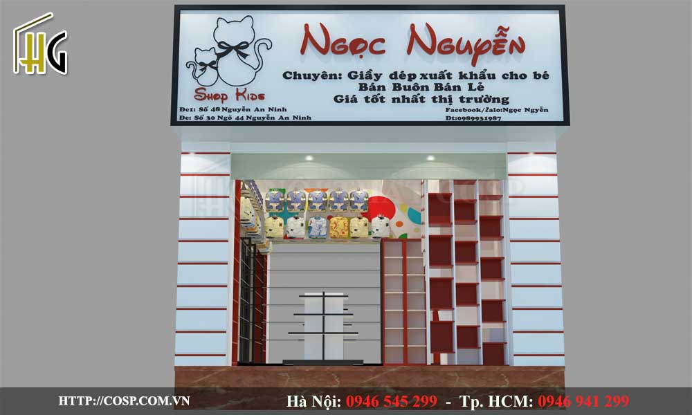 Thiết kế shop giày dép nhập khẩu Anh Nam