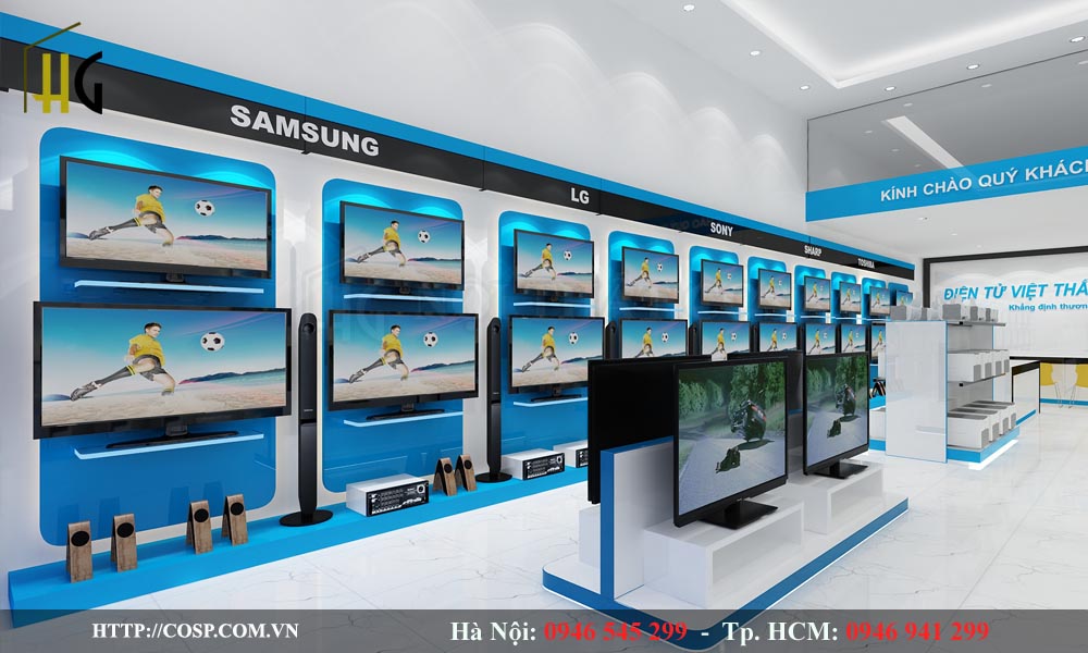 Thiết kế nội thất cửa hàng điện máy Việt Thắng