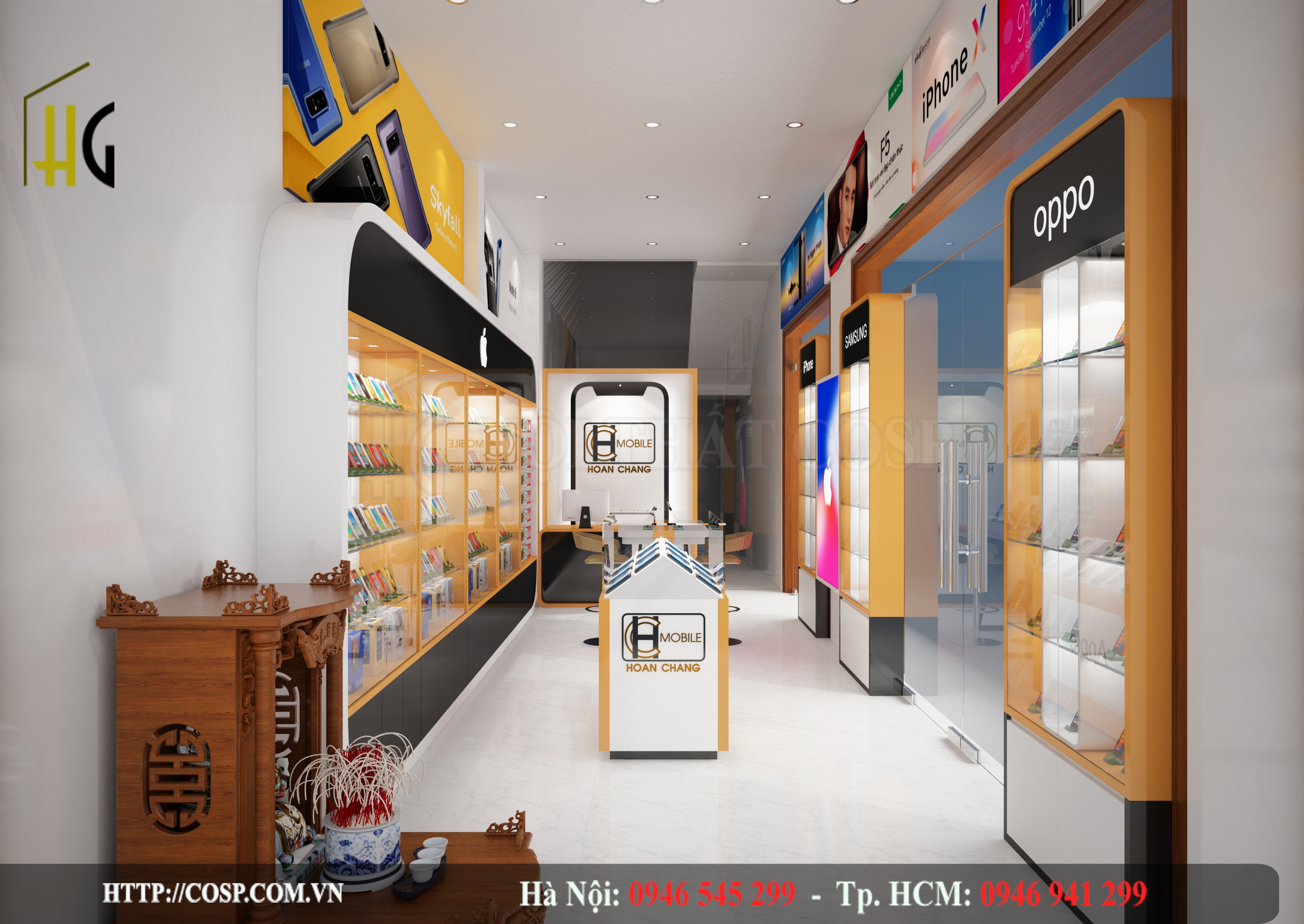 Thiết kế shop điện thoại 24m2 anh Thành