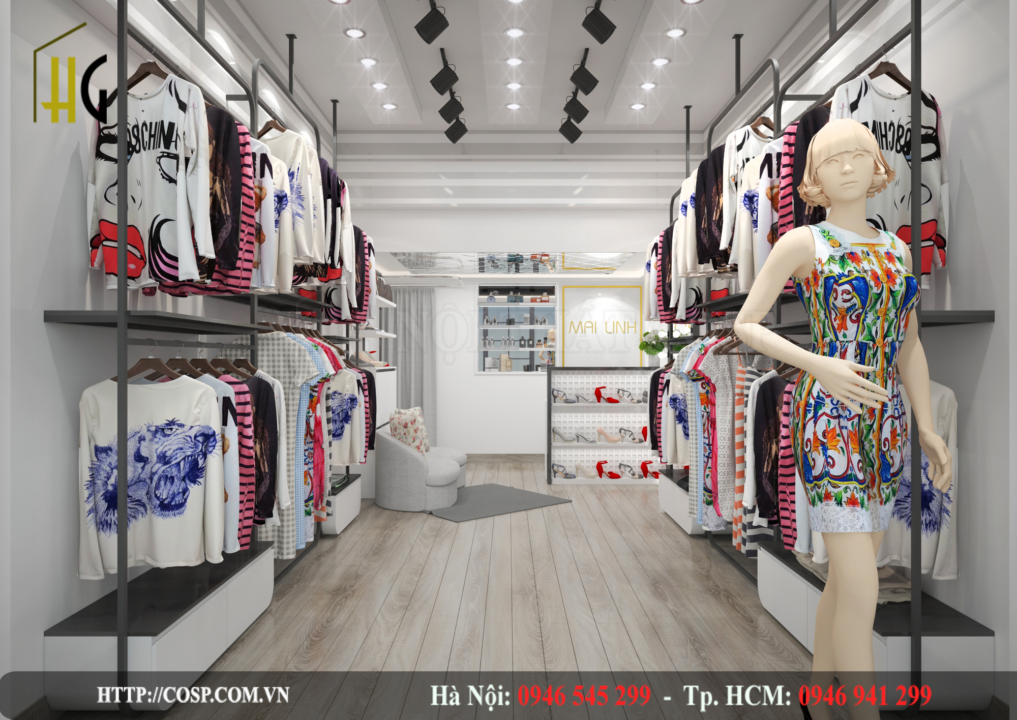 Không gian cửa hàng hiện đại, xinh xắn