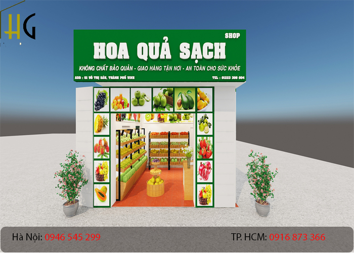 Thiết kế shop hoa quả sạch