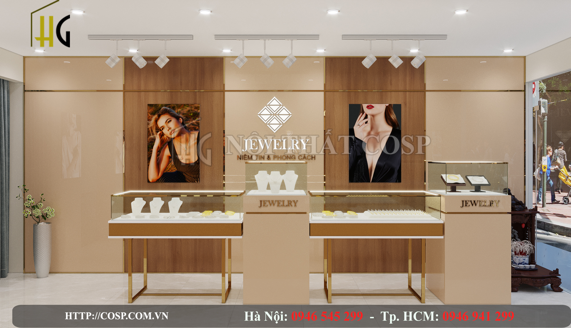 Thiết kế cửa hàng vàng bạc Kim Cường