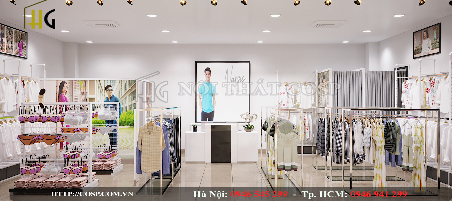 Thiết kế nội thất cửa hàng thời trang Narsis tại Hà Nam