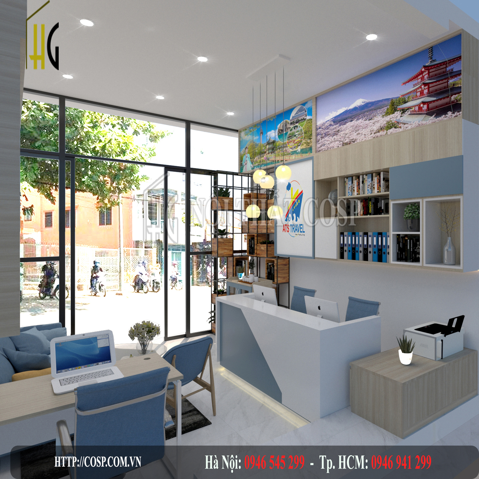Thiết kế nội thất văn phòng tour du lịch