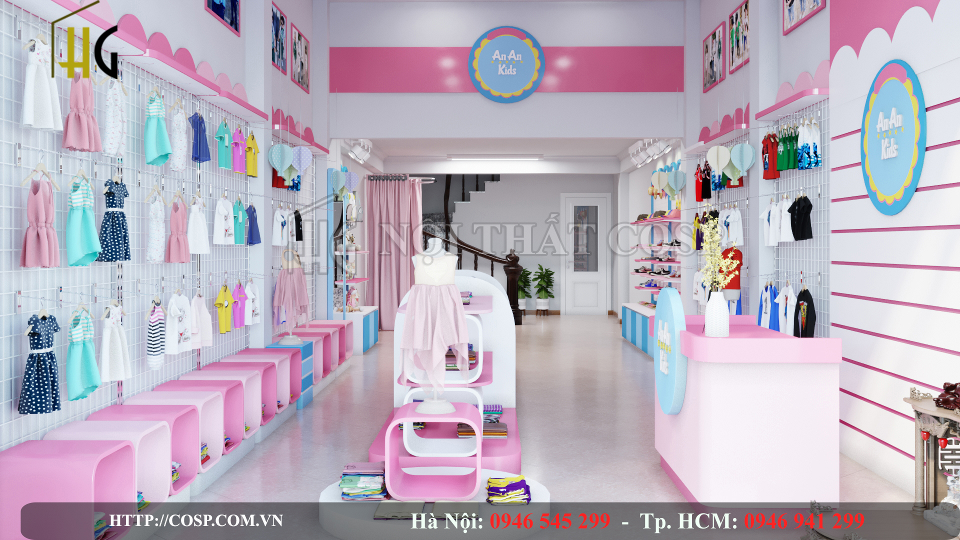 thiết kế shop thời trang mẹ và bé