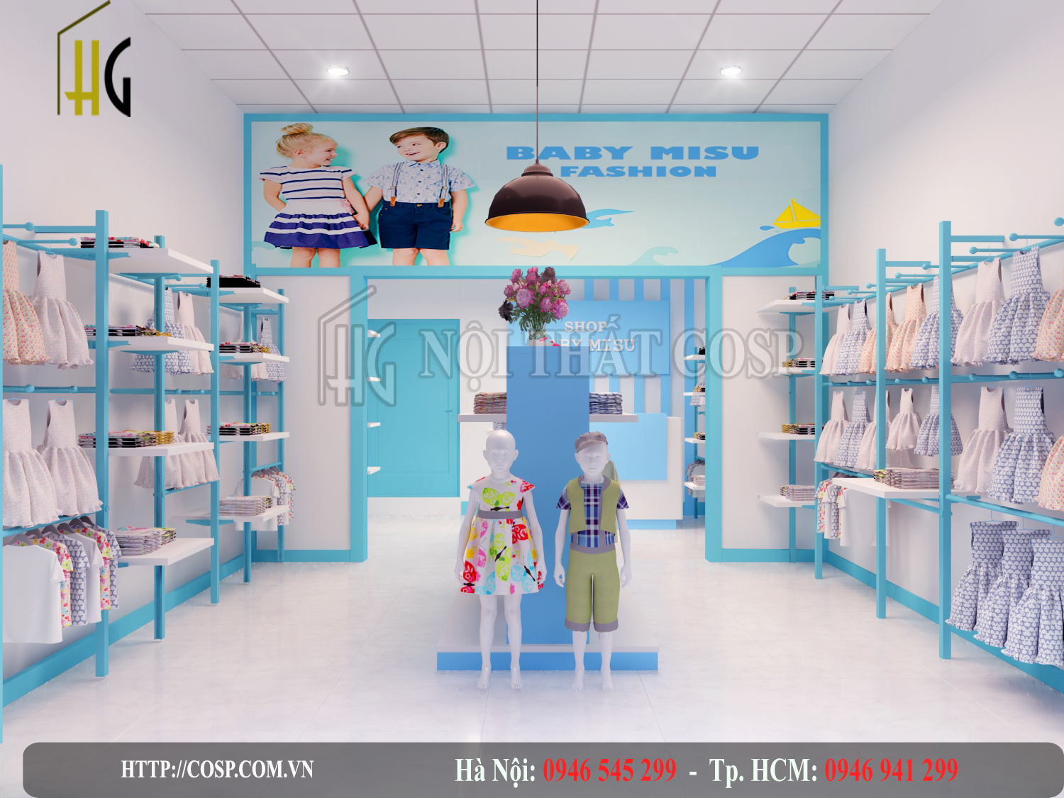 thiet ke shop thoi trang tre em baby misu fashion 1