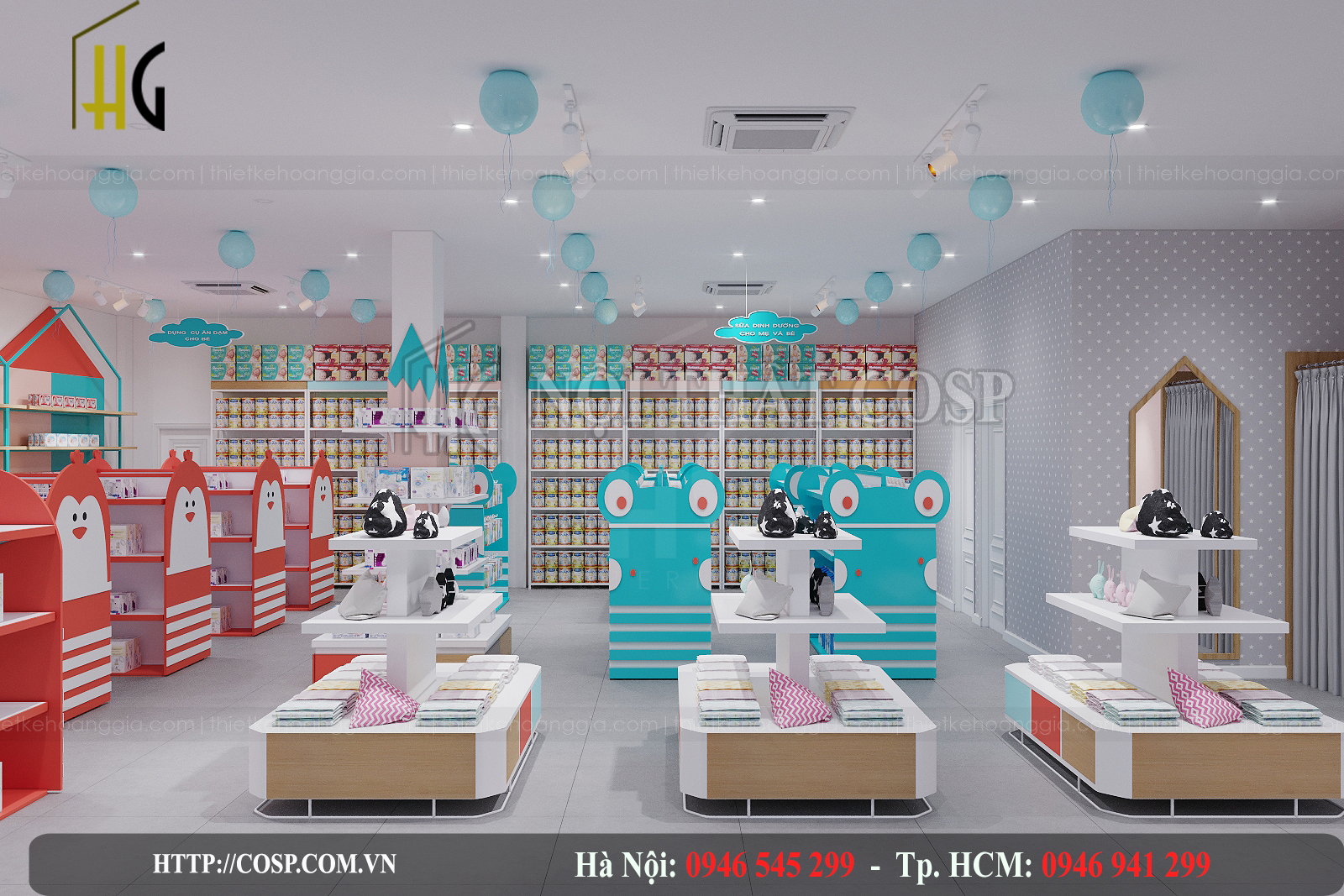 Màu sắc bắt mắt tại cửa hàng mẹ và bé