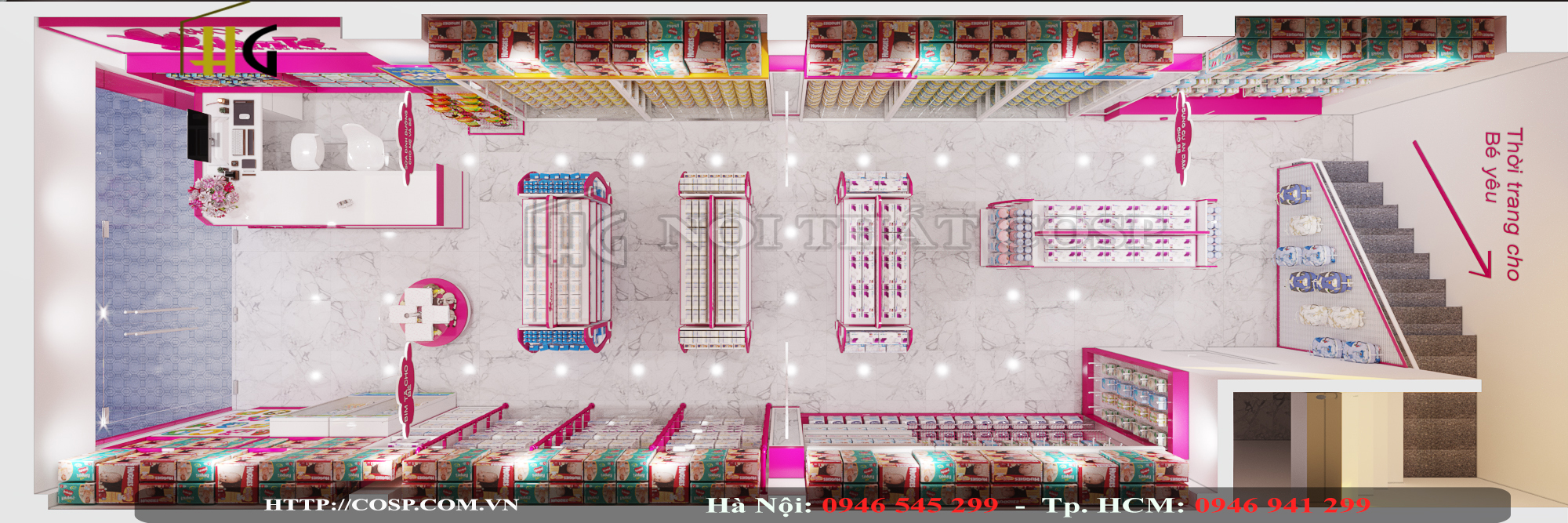 Hình ảnh thiết kế chuỗi shop mẹ và bé