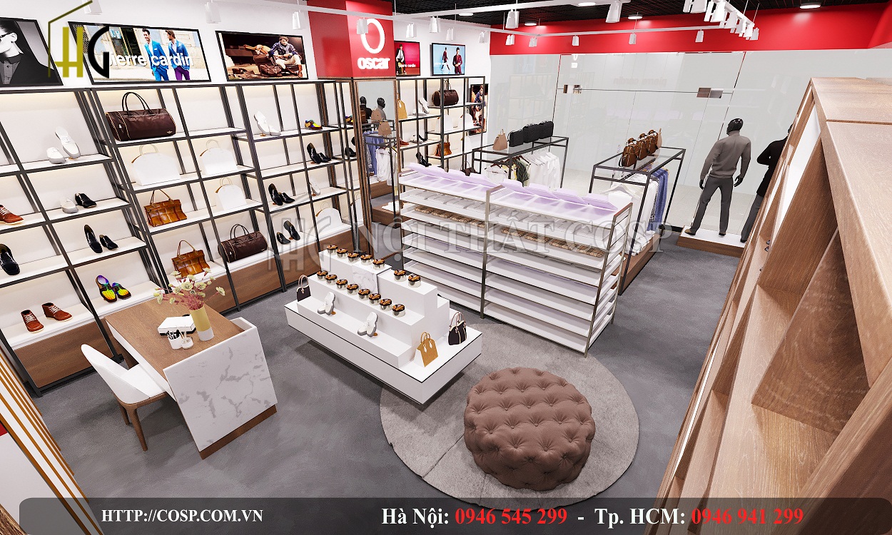Thiết kế shop giầy Pierre cardin tại Vincom Garden, Mễ Trì, Từ Liêm, Hà Nội