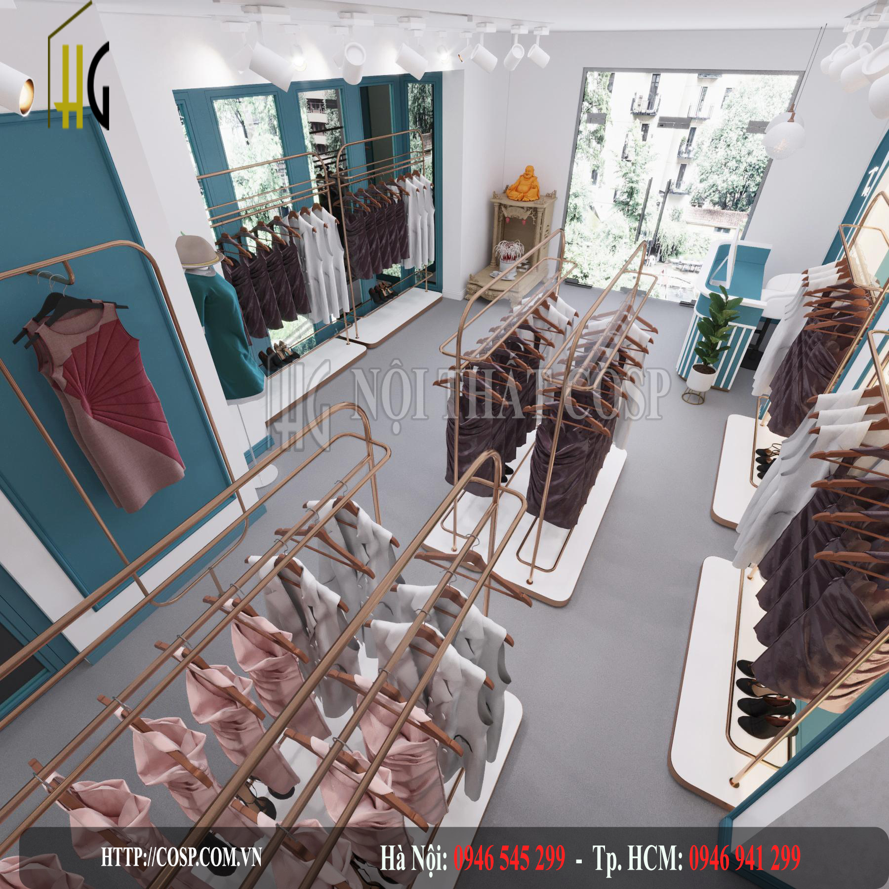 mẫu shop thời trang sử dụng nhiều vật liệu rẻ