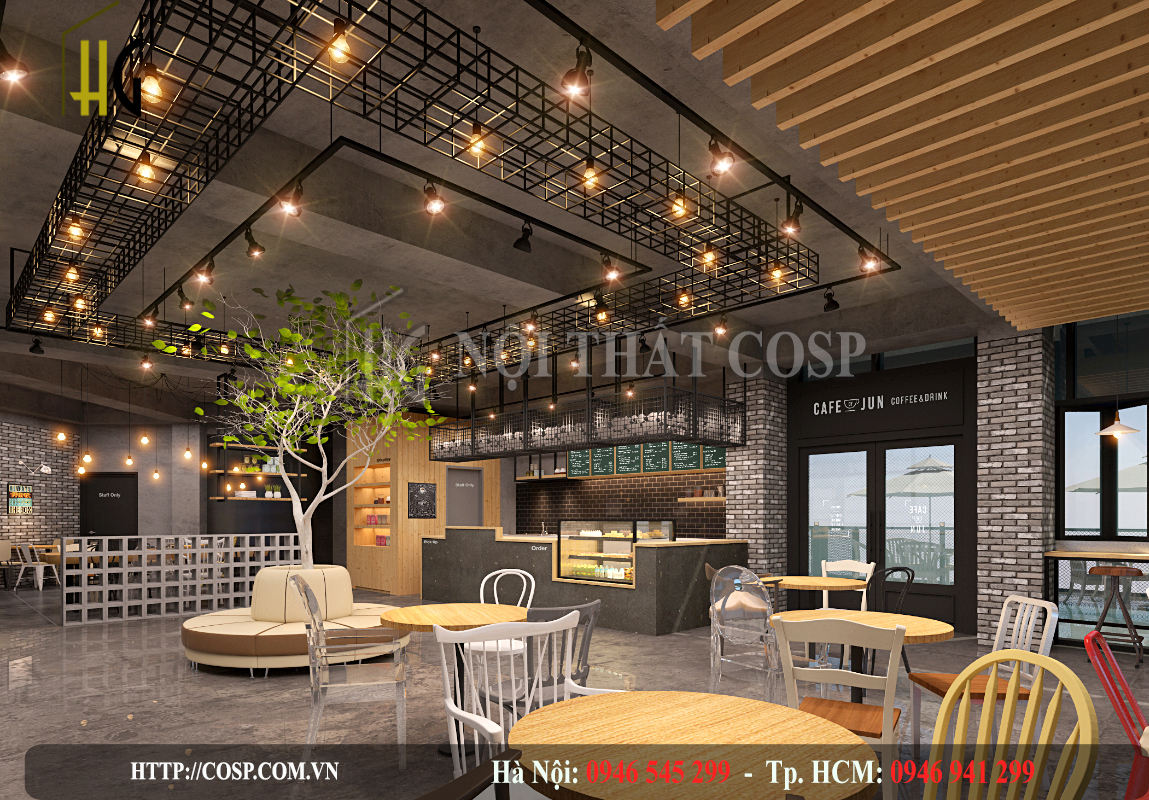 Thiết kế quán cafe theo phong cách hiện đại