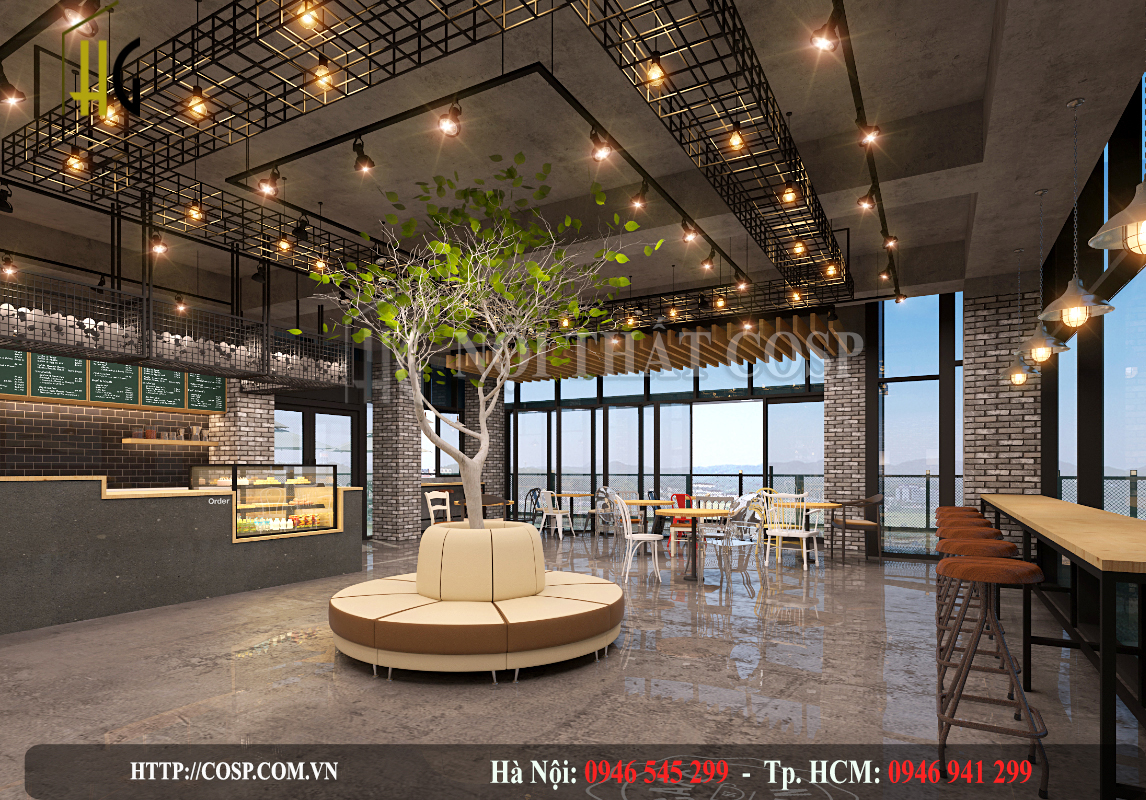 Tạo điểm nổi bật trong thiết kế quán cafe anh Trung