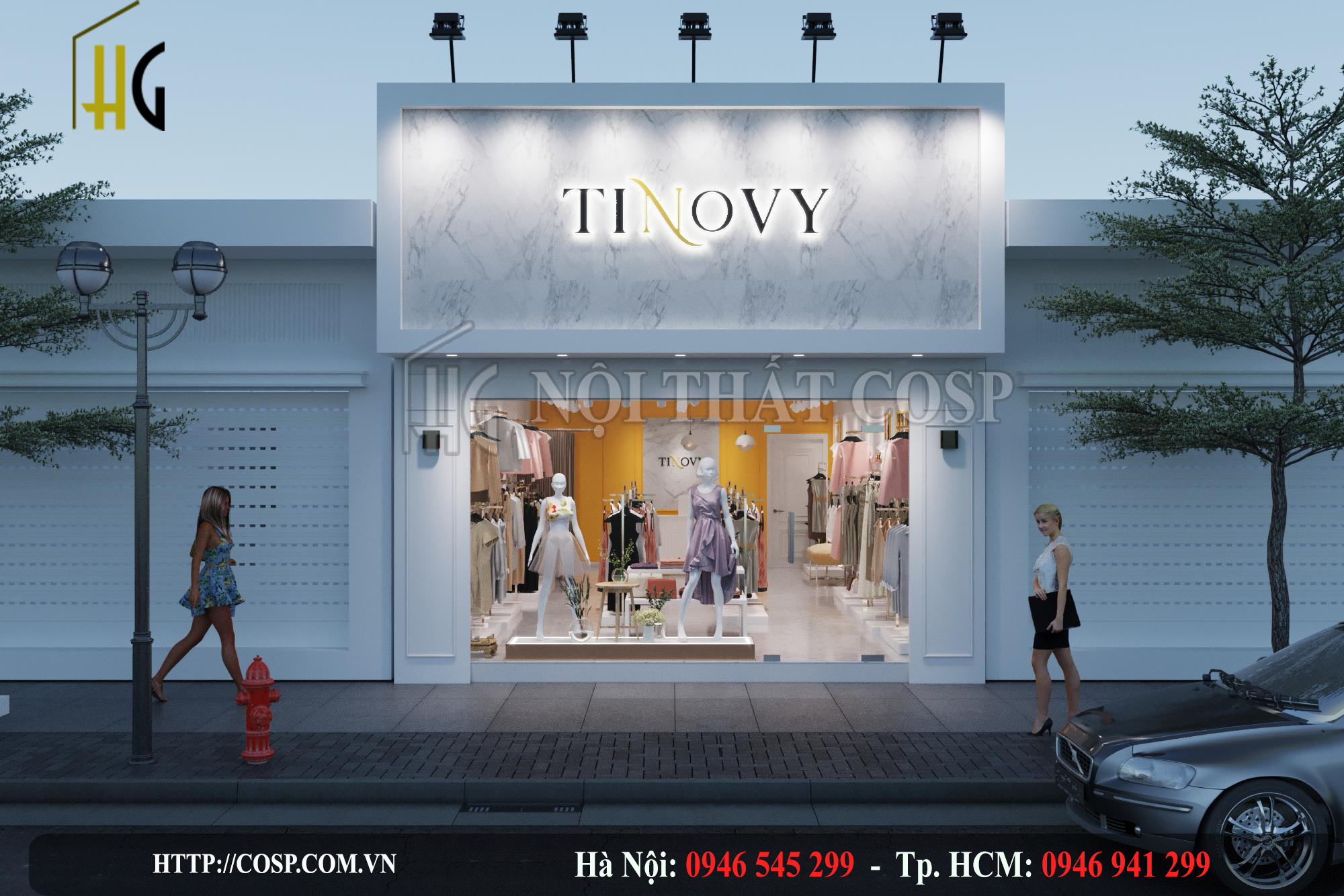Thiết kế mặt tiền shop thời trang Tinovy