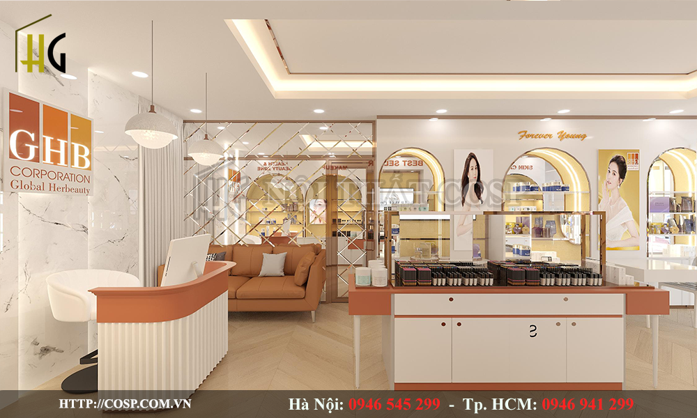nội thất shop mỹ phẩm