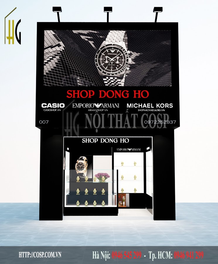 mẫu thiết kế nội thất shop đồng hồ