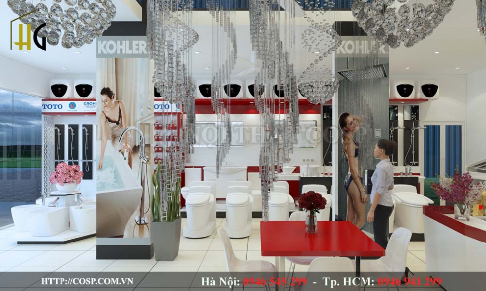 Thiết kế nội thất Showroom Thiết bị vệ sinh - Anh Tiến - Vĩnh Phúc