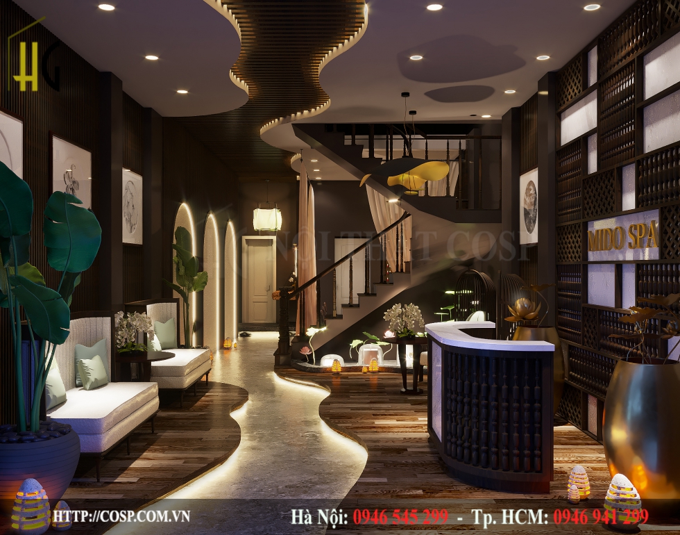 ​Mido spa mang màu sắc đặc trưng của phong cách thiết kế spa Indochine