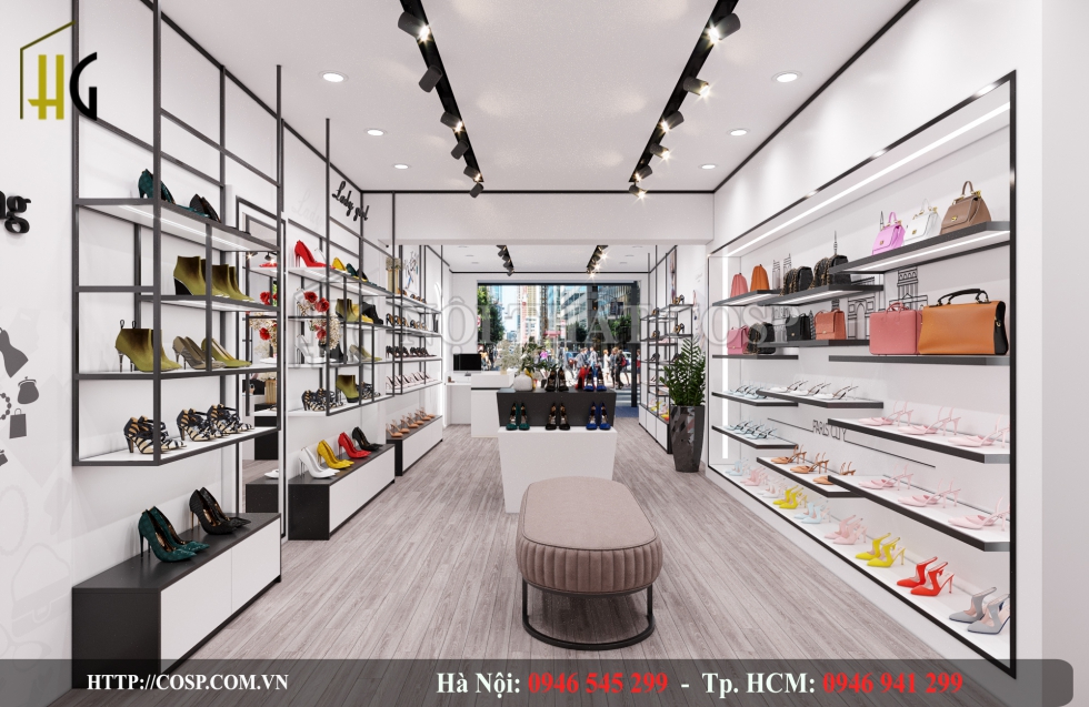 thiet ke shop thoi trang den trang