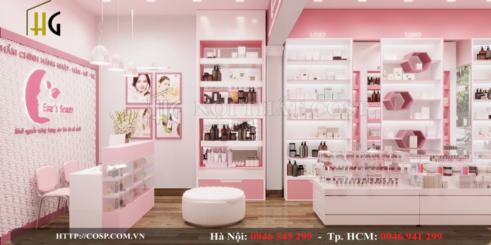 Tủ mỹ phẩm đẹp tại shop mỹ phẩm