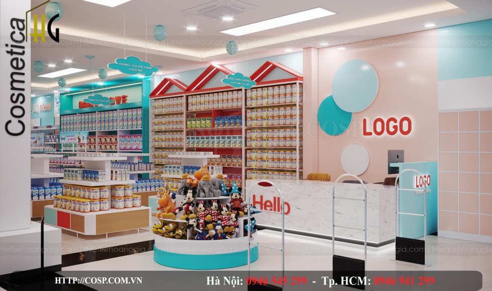phong cach thiet ke shop thoi trang tre em 2