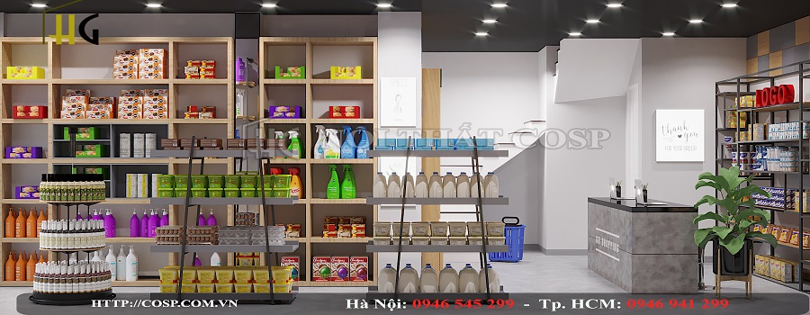 Thiết kế nội thất siêu thị mỹ Trần Hưng Đạo