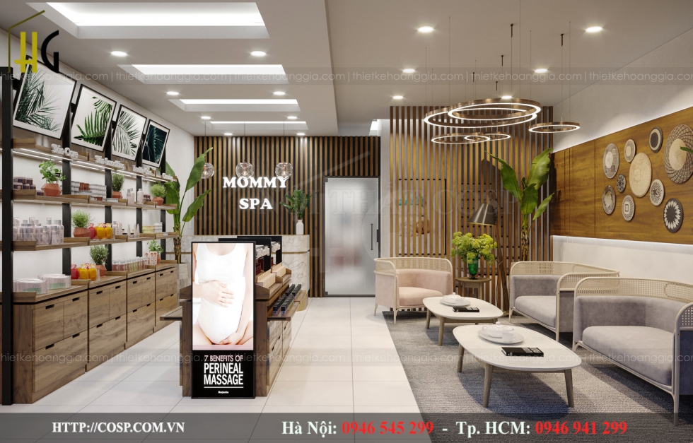 Thiết kế nội thất spa chú trọng màu sắc và ánh sáng